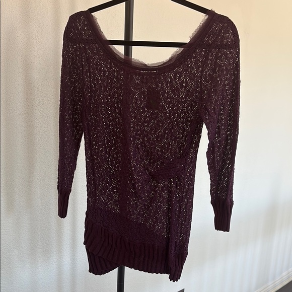 Anthropologie Sweaters - Anthropologie Deletta Sheer Ruched Side Textured Sweater NWOT Size M